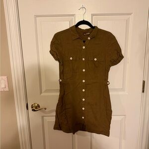 Free People Tan Button-Up Shirt Dress